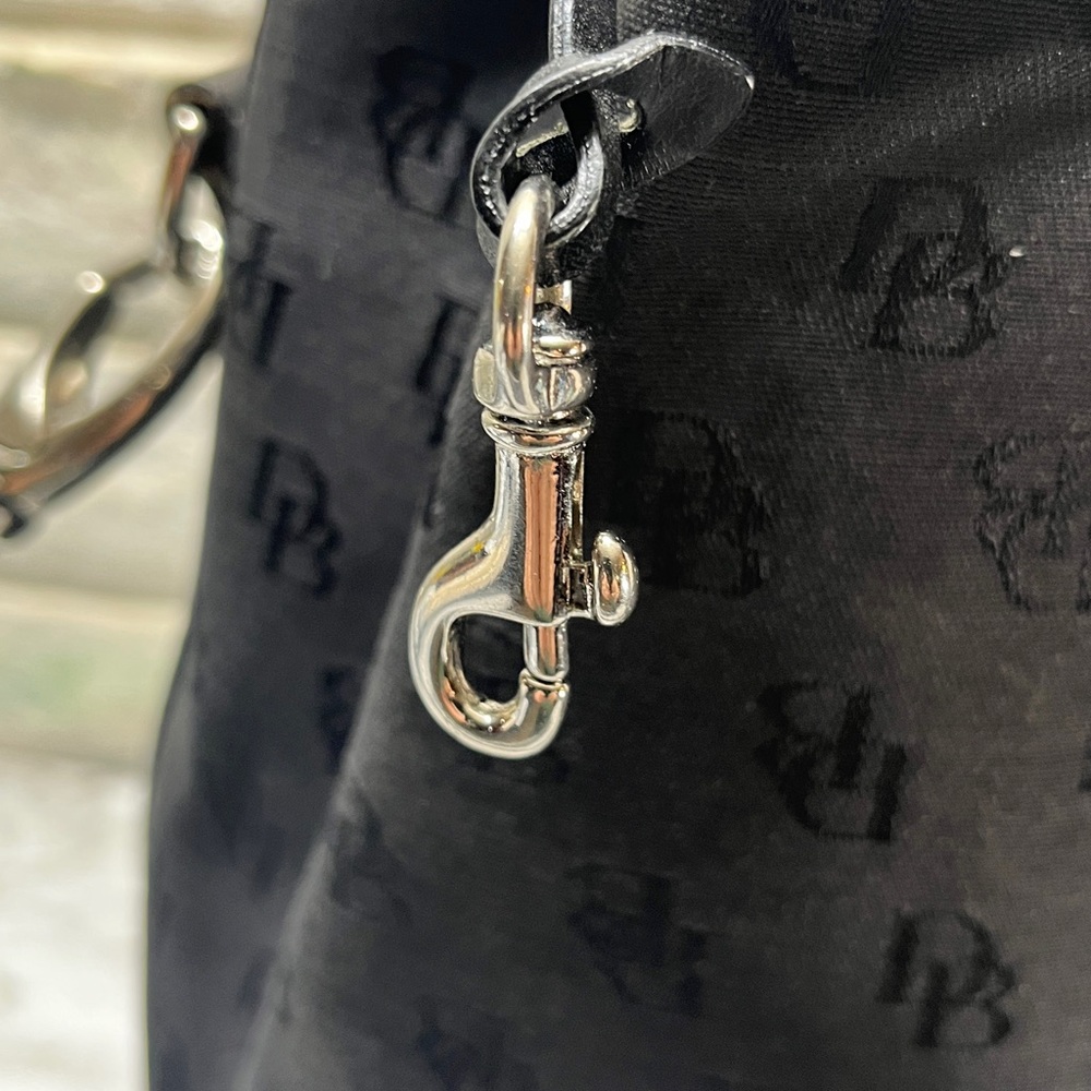 Dooney & Bourke Bag Purse Mini Signature Drawstring Black Monogram Canvas - Picture 14 of 14